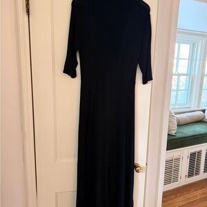 Vince Black 3/4 sleeve mock neck fine knit dress